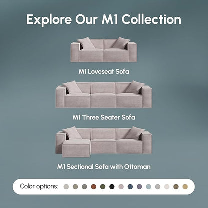 ROVE LAB M1 Modular Sectional Sofa with Ottoman, Sofa in a Box, PetFriendly Modular Couch, Spill-Resistant,Sustainable, Stylish, Modern Sectional Couch for Living Room with SmartFoam Comfort