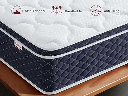 Twin Mattress 12 Inch, Hybrid Mattress in a Box, Individual Pocket Spring with Motion Isolation, Personalized Support &Zoned Pressure Relief, Certified Safe Memory Foams, Medium Firm Feel