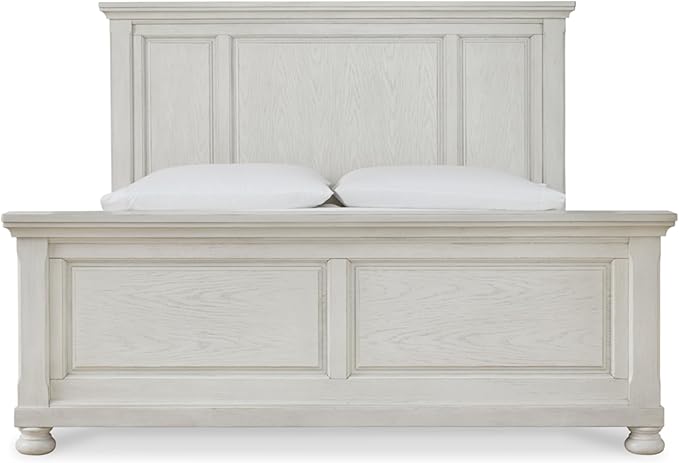 Signature Design by Ashley Robbinsdale Casual Queen Panel Bed, Foundation or Box Spring Required, Wood, 67.75" W x 91.38" D x 60" H, Antiqued White Finish