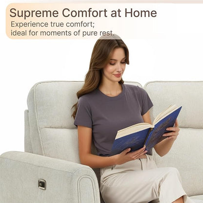 Zero Wall Recliner Sofa RV 3 Seater Wall Hugger Power Recliner Chair with Comfortable Backrest High Wood Leg USB & Type C Dual Charge Ports for Living Room RV Furniture or Small Spaces
