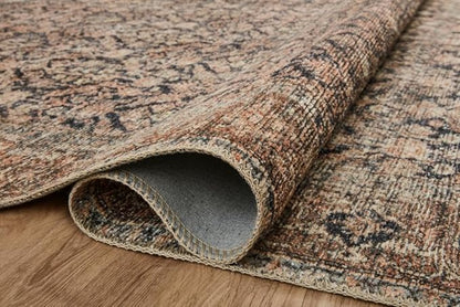 Loloi Amber Lewis Billie Collection, Ink & Salmon 6'-0" x 9'-0" Area Rug – Antique & Distressed Accent Rugs for Living Room, Bedroom, Entryway & Hallway, No Shed High Traffic Area Home Decor Rug