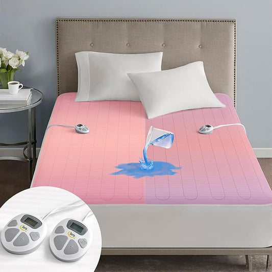 Serta Waterproof Heated Mattress Pad - Electric Bed Warmer with 10 Heat Settings, Auto Shut Off Timer, ETL Certified Electric Mattress Pad, Elastic Deep Pocket, Machine Washable, White King