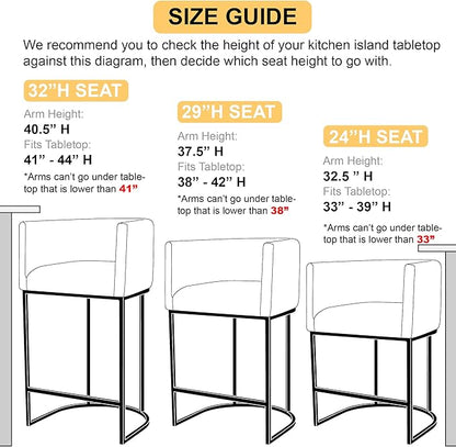 Contemporary Cream Linen Bar Stools Set of 2, 29" Upholstered Fabric Counter Height Barstools Kitchen Counter Island Stools with Screwed Together Golden Metal Base