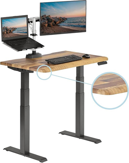 Vari ComfortEdge 40x26 Inch Adjustable Standing Desk – Small Electric Sit Stand VariDesk for Apartment, Bedroom, or Home Office + Beveled Edge, Tool-Free Assembly (Reclaimed Wood)