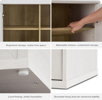 mopio Blake Storage Cabinet, Small Modular Accent Display Sideboard Buffet Cabinet with Storage, Media Console Credenza, for Kitchen, Coffee Bar, Pantry, Living Room (White Oak Arched, Single)
