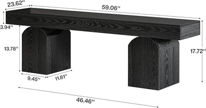 Tribesigns 59" Dining Bench for 2 to 3, Modern Black Dining Table Bench with Arched Base, Extra Long Kitchen Seating for Living Room, Entryway