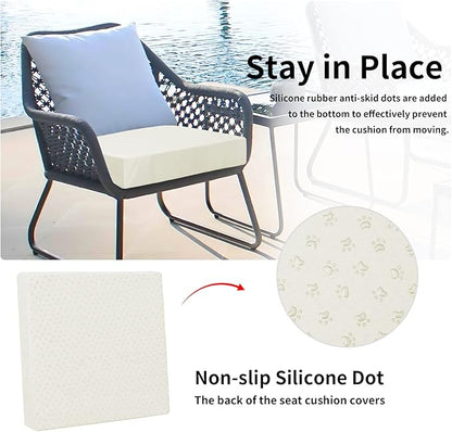 Easy-Going Waterproof Patio Cushion Covers 20x18x4 inch 4 Pack Replacement Non-Slip Outdoor Seat Cushion Slipcover with Zipper. Cream