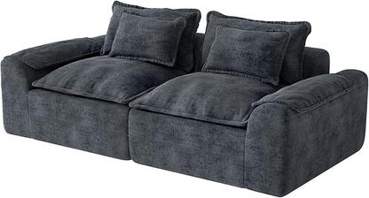 Hobestluk 87" Cloud Sectional Couch Loveseat with Deep Seat 2-Seater with Removable Cover Large Sofa Couch for Living Room (Blue Grey, Loveseat Sofa)