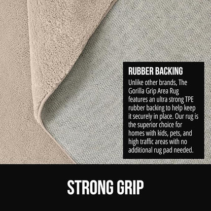 GORILLA GRIP Slip Resistant Soft Washable Stain Resistant Area Rug, Plush Thick Carpet for Nursery, Bedroom, Living Room, Non-Shedding Floor Rugs, Kid and Pet Friendly, Baby Home Decor, 4x6, Ivory