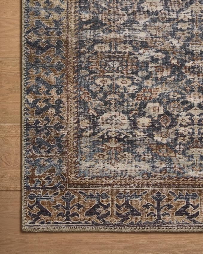 Loloi Amber Lewis Georgie Collection GER-05 Denim/Spice 2'-6" x 9'-6", .19" Pile Height, Runner Rug