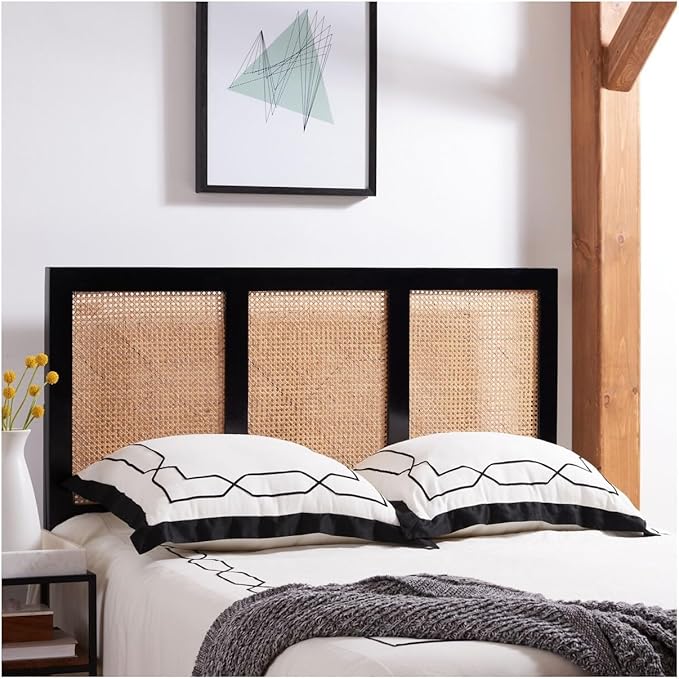 SAFAVIEH Home Collection Vienna Black Cane Full Headboard Platform, Double (HBD8004B-F)