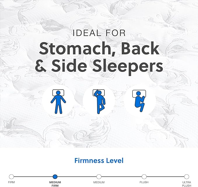 Signature Design by Ashley Queen Size Chime 10 Inch Medium Firm Hybrid Mattress with Cooling Gel Memory Foam for Pressure Relief, Fiberglass Free, Mattress In A Box