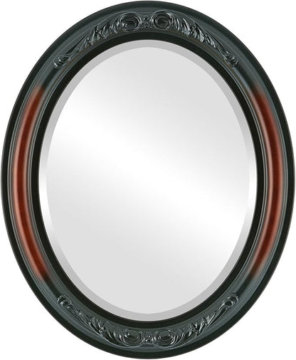 OVALCREST Oval Beveled Wall Mirror for Home Decor - Florence Style - Rosewood - 20" x 16"