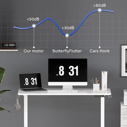 FLEXISPOT Standing Desk Electric Height Adjustable Desk with 48 x 24 Inch Splice Board, Home Office Computer Workstation, White Top + White Frame