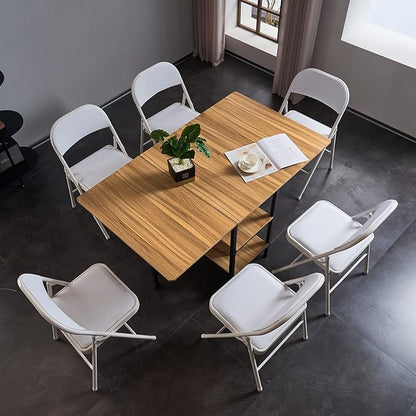 6 Pack White Folding Chairs with Padded Seats, Portable Stackable Foldable Chairs for Indoor and Outdoor, Commercial Seat with Metal Frame for Events Office Wedding Party, 330lbs Capacity