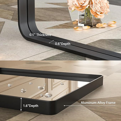 Black Wall Mirror for Bathroom 30x36 Inch,Matte Black Metal Framed Vanity Mirror,Tempered Glass,Anti-Rust,Horizontal or Vertical