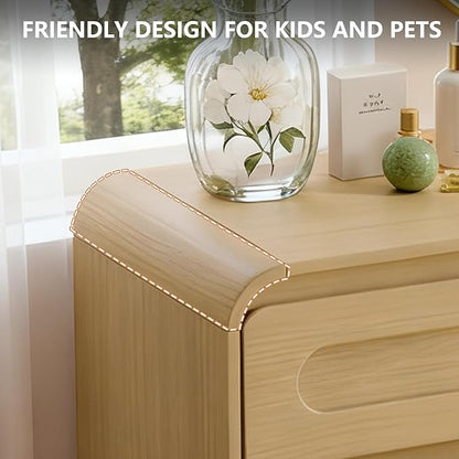 Wood Dresser, Modern 6 Drawers Dressers & Chest of Drawers with Pre-installed Slide&Curved Profile Design, 47" Wide Closet Clothes Storage Dressers Organizer for Bedroom Living Room Hallway, Oak