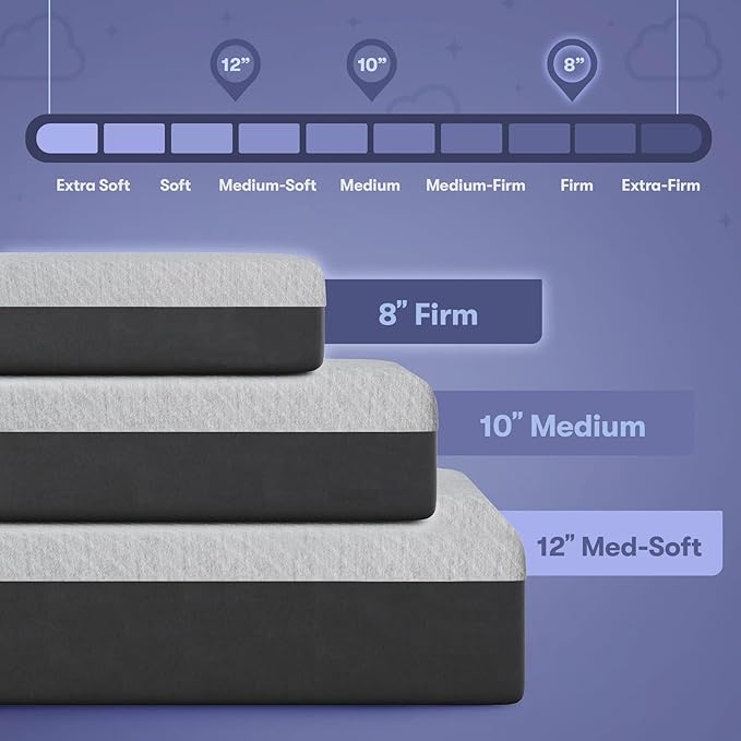 Celestial Sleep Gel Memory Foam Mattress in a Box, Made in The USA, CertiPUR-US® Certified Foam, Oeko-Tex, and Fiberglass-Free Certified Bed, 10 inch Medium - Queen