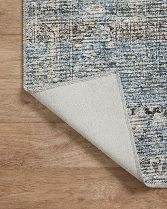 Loloi Amber Lewis Billie Collection, Denim & Blush 2'-6" x 7'-6" Area Rug – Antique & Distressed Accent Rugs for Living Room, Bedroom, Entryway & Hallway, No Shed High Traffic Area Home Decor Rug