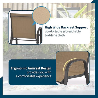 Amopatio Outdoor Bar Stools Set of 2,Comfortable High Back Patio Bar Chairs,All-Weather Sturdy Bar Height Outdoor Chairs for Porch, Backyard, Brown