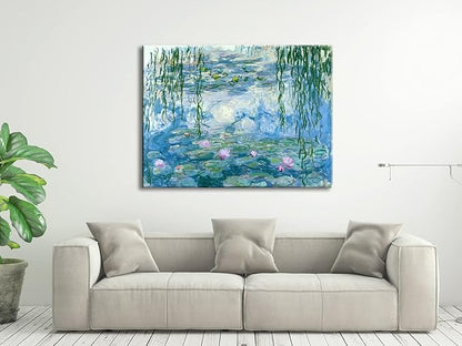 Wieco Art Water Lilies by Claude Monet Paintings Reproduction Canvas Prints Giclee Artwork for Wall DecorModern Canvas Wall Art for Home and office Decoration