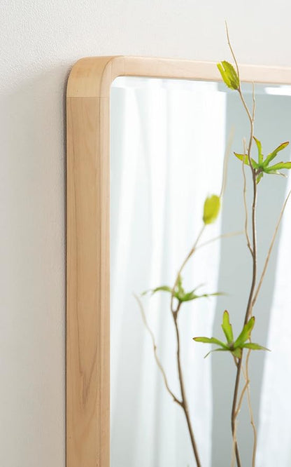 Kate and Laurel McLean Modern Wood Round Rectangle Wall Mirror for Mid-Century Home Décor, 24x30, Natural