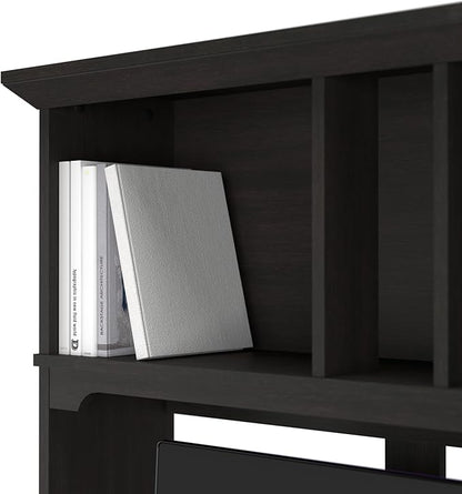 Bush Furniture Salinas Computer Desk with Hutch | Study Table with Drawers, Cabinets & Pullout Keyboard/Laptop Tray | Modern Home Office Desk in Vintage Black | Work Desk with Storage