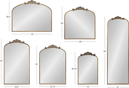 Kate and Laurel Arendahl Traditional Arch Mirror, 19" x 30.75", Gold, Baroque Inspired Wall Decor