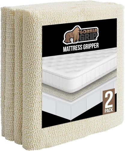 GORILLA GRIP Non Slip Mattress Gripper, Prevents Mattresses from Sliding and Holds Bed in Place, Pad Grips Beds, Sofa, Couch, Chair Cushions and Helps Keep Topper from Slipping, 2 Pack Pads, Twin