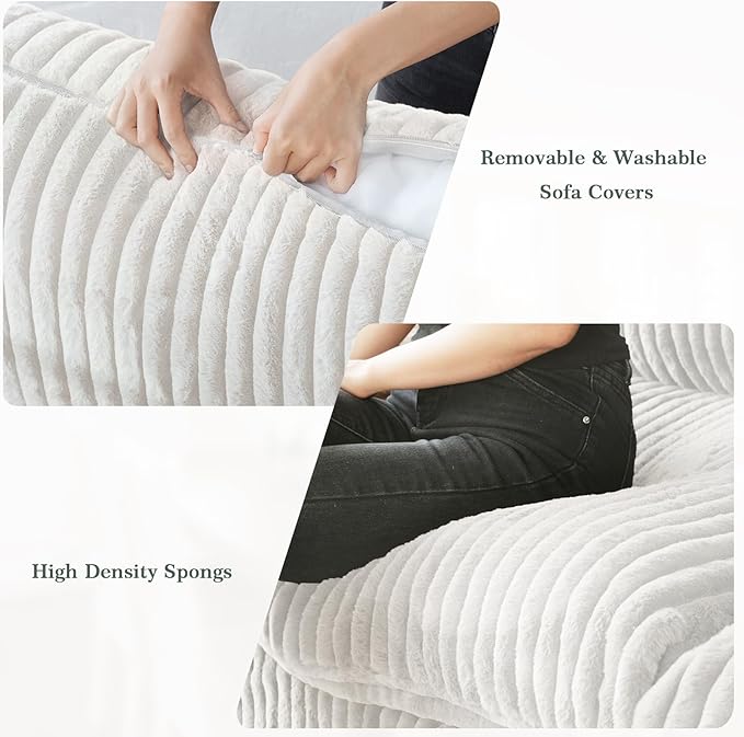 Modular Sectional Sofa, 78.74" Oversized Loveseat Sofa, Deep Seat Cloud Couch, 2 Seat Comfy Modular Sofa Couches for Living Room, Plush Couch Cushion Covers Removable, Beige