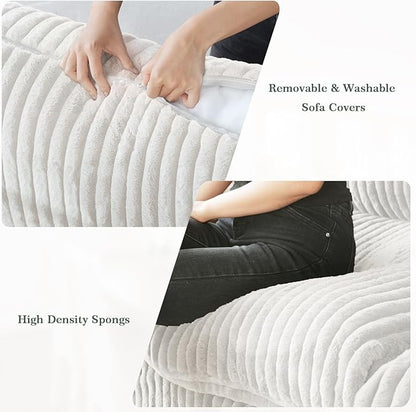 Modern Modular Sectional Sofa, 118.11" Oversized Cloud Sectional Couch, 3 Seat Comfy Modular Couches for Living Room, Plush Couch Cushion Covers Removable, Beige
