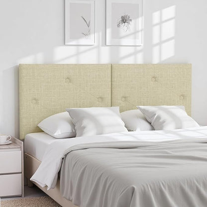 Modern Queen Headboard, Upholstered Linen Fabric Bed Headboard with Solid Wood & Sturdy Metal Legs, Tufted Adjustable Height Headboards in Button Design, Linen