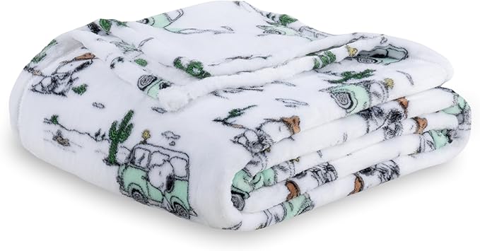 Berkshire Blanket Peanuts® VelvetLoft® Cute Character Snoopy Plush Blanket,Snoopy Desert Travel White,Full/Queen 90 in x 90 in (Official Peanuts® Product)
