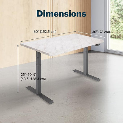 Vari ComfortEdge 60x30 Inch Adjustable Electric Standing Desk – Limited Edition Sit Stand VariDesk with Memory Presets & Sloped Front Edge + Tool-Free Assembly (Marble/Slate Legs)