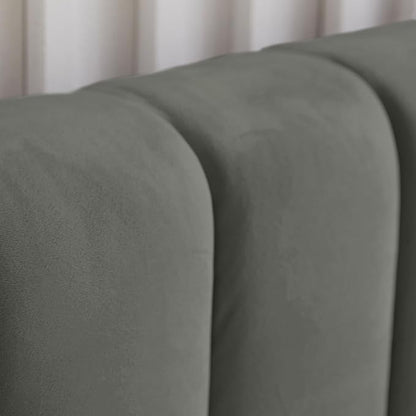 Livinia Twin Size Elton Velvet Platform Bed, Upholstered Bed Frame with Vertical Channel Tufted Headboard Footboard, Strong Wood Slats, No Box Spring Needed, Gray (Twin)