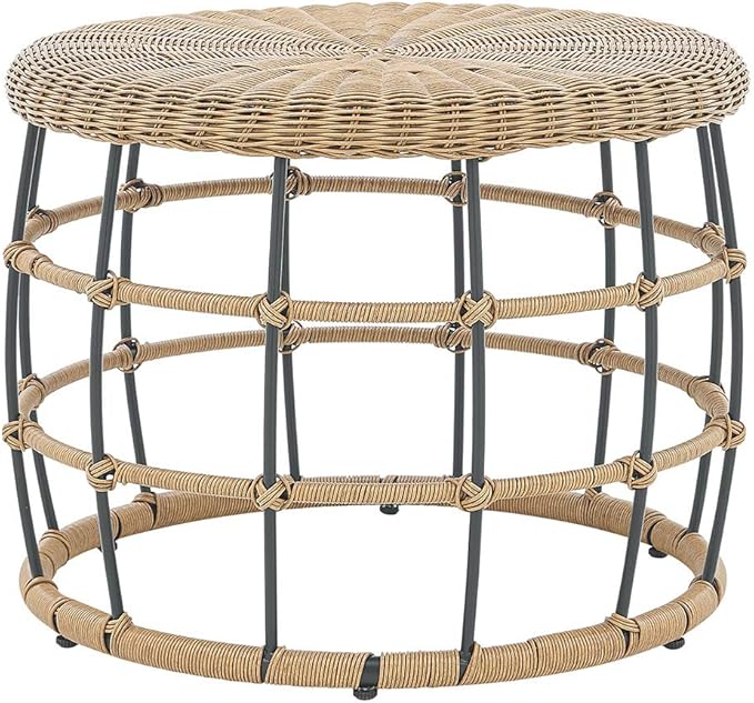Barton 5-Pieces Outdoor Patio Sets Space Saving Rattan Chairs with 2-Side-Table Patio Sofa Sets Cushioned Seating and Back Set (Beige)