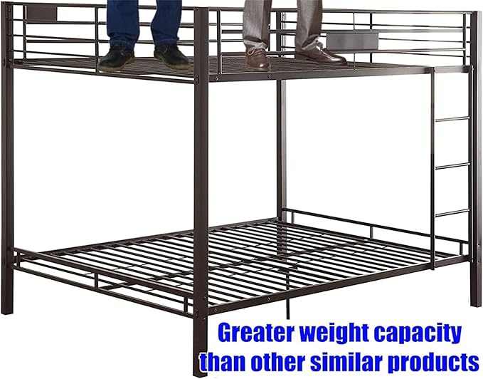 Higher Quality & Stronger Heavy Duty Steel Black Bunk Bed Queen Over Queen Size Bunkbed, Thickened More Stable Safer Metal Bunk Bed (Easier to Assemble)
