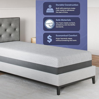 Celestial Sleep Gel Memory Foam Mattress in a Box, Made in The USA, CertiPUR-US® Certified Foam, Oeko-Tex, and Fiberglass-Free Certified Bed, 12 inch Soft - Twin