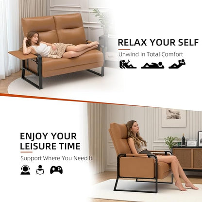 Modular Cloud Sectional Couches for Living Room, Faux Leather Loveseat & Accent Chairs Set of 2, Upholstered Sectional Sofa Set for Office, Brown