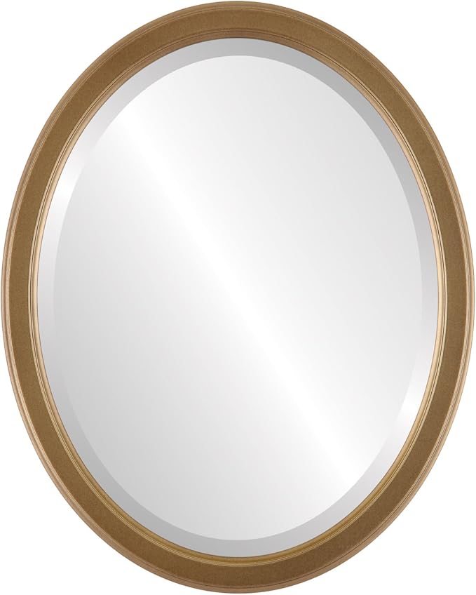 OVALCREST Oval Beveled Wall Mirror for Home Decor - Toronto Style - Desert Gold - 18" x 14"