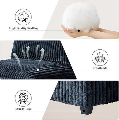 Modular Sectional Sofa, L Shaped Sofa with Ottoman, 78.74" Oversized Loveseat, Plush Deep Seat Sleeper Couches for Living Room, Apartment, Couch Cushion Covers Removable, Black