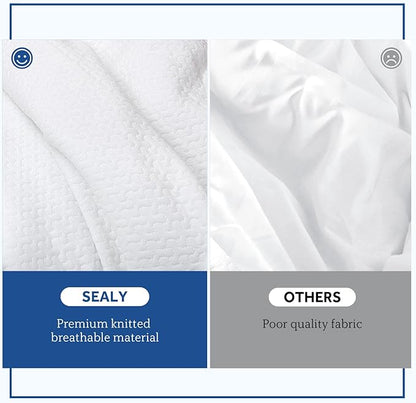 Sealy Heated Mattress Pad King Size, Zone Heating Electric Bed Warmer with Deep Pocket, 10 Heat Setting Dual Controller & 1-12 Hours Auto Shut Off, Knitted Breathable Heated Mattress Cover, White