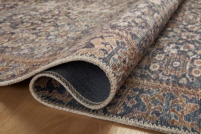 Loloi Amber Lewis Georgie Collection GER-05 Denim/Spice 2'-6" x 9'-6", .19" Pile Height, Runner Rug