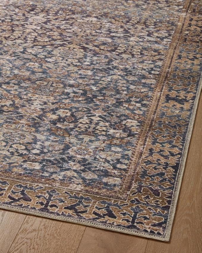 Loloi Amber Lewis Georgie Collection GER-05 Denim/Spice 2'-0" x 5'-0", .19" Pile Height, Accent Rug