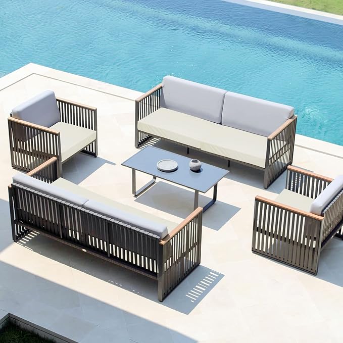 Easy-Going Waterproof Patio Cushion Covers 22x20x4 inch 2 Pack Replacement Non-Slip Outdoor Seat Cushion Slipcover with Zipper. Cream