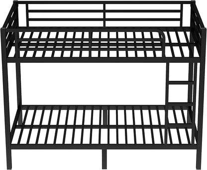Bellemave Twin XL Over Twin XL Bunk Bed for Adults, Heavy Duty Bunk Beds Frame with Build in Ladder and Full Length Guardrail, Easy Assemble Bunkbeds, Noise Reduced, Mattress Not Included, Black