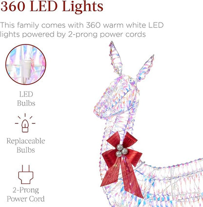 Best Choice Products 3-Piece Large Lighted Christmas Deer Family Set 5Ft Outdoor Yard Decoration with 360 LED Lights, Stakes, Zip Ties - Iridescent