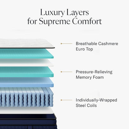 DreamCloud Premier Rest 14" Twin XL Mattress - Luxury Hybrid Memory Foam - 365 Night Trial - Premium Pressure-Relieving Layers - Forever Warranty - Mattress in a Box - CertiPUR-US Certified