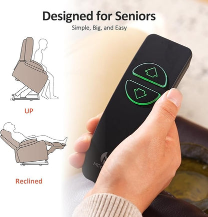 MCombo Oversized Power Lift Recliner Chair with Extended Footrest for Elderly People, Fabric R7289 (Light Grey, Medium-Oversize)