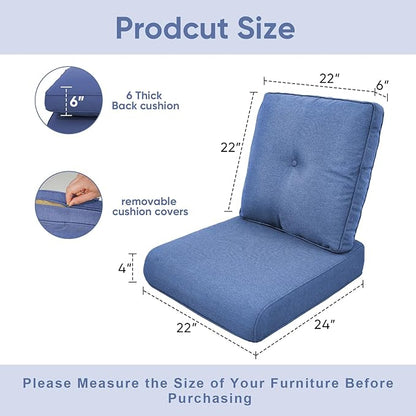 9-Piece Outdoor Patio Cushion Set - Fade & Water Resistant with Removable Olefin Cover, 22x24x4 Inch Memory Foam Cushions for Wicker Sectional Sofa – Blue/Buckle